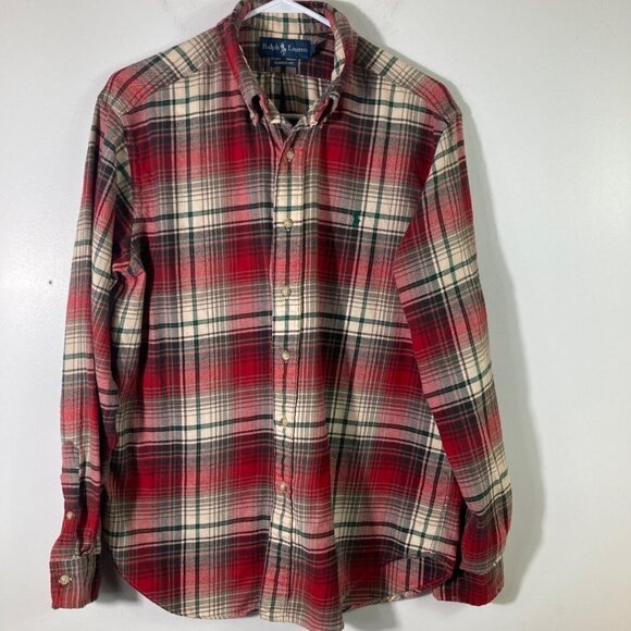 Ralph Lauren Other - Mens Ralph Lauren Classic Fit Flannel Shirt Red Green XL Long Sleeve Cotton